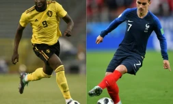 Les attaquants belge Romelu Lukaku et français Antoine Griezmann dans un photomontage réalisé le 9 juil 2018