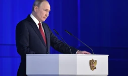 Le président russe Vladimir Poutine s'adresse au Parlement et aux élites politiques le 15 janvier 2020 à Moscou