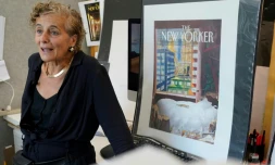 La directrice artistique du New Yorker, Françoise Mouly, rend hommage à Sempé lors d'une interview à l'AFP à New York le 23 août 2022