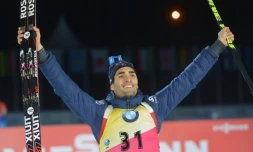 Martin Fourcade, vainqueur du sprint 10 km de Nové Mesto, en République tchèque, le 15 décembre 2016