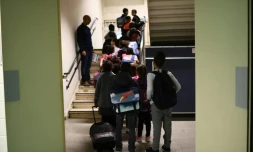 Rentrée des classes dans une école primaire de Corbeil-Essonnes, le 4 septembre 2017 en région parisienne