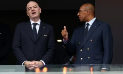 Le président de la Fifa Gianni Infantino (à gauche) et le président de la Fédération française de football Philippe Diallo à Philadelphie le 22 juin 2026
