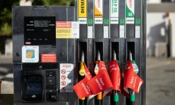Une pompe à sec dans une station TotalEnergies à Quimper, le 23 septembre 2026
