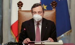 Le nouveau Premier ministre italien Mario Draghi préside son premier conseil des ministres, le 13 février 2021 à Rome