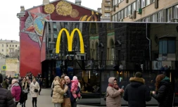 Le McDonald's de la place Pouchkine, le 13 mars 2022, le premier à avoir ouvert à Moscou en janvier 1990, peu avant l'effondrement de l'URSS