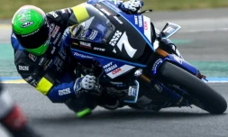 Le pilote allemand Marvin Fritz (Yart) sur sa Yamaha N.7 lors des qualifications des 24 Heures motos au Mans, le 18 avril 2025. 