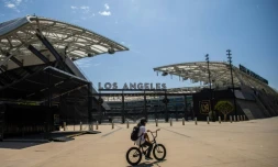 Le Banc of California Stadium, stade de l'équipe de football du Los Angeles FC le 9 mai 2020