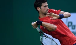 Le Serbe Novak Djokovic face à l'Espagnol Roberto Bautista, le 15 octobre 2016 à Shanghai