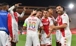 Les Monégasques opposés à  Brest lors d'un match de ligue 1 à Louis II, le 14 mai 2022 