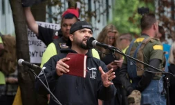 Joey Gibson, chef de file du groupe Patriot Prayer, à Portland, Oregon, le 4 juin 2017