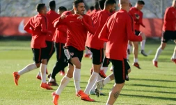 Les joueurs de l'AS Monaco à l'entraînement à La Turbie pour la réception du RB Leipzig, le 20 novembre 2017