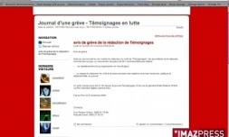 Page d'accueil du blog des journalistes en grève de Témoignages