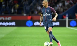 Le latéral gauche parisien Layvin Kurzawa lors d'un match de Ligue 1 contre Toulouse au Parc des Princes, le 20 août 2017