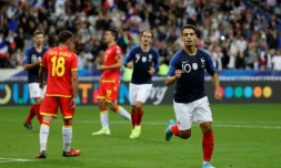L'attaquant français Wissam Ben Yedder après un but contre Andorre, le 10 septembre 2019 au Stade de France