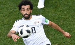 L'attaquant égyptien Mohamed Salah lors de la défaite face à l'Arabie Saoudite à Volgograd, le 25 juin 2018 au Mondial 