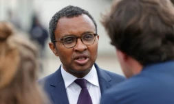 Le ministre de l'Education France's Pap Ndiaye au collège du Bois d'Aulne à Conflans Sainte Honorine, le 23 mai 2022