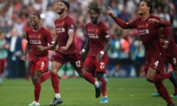 La joie des joueurs de Liverpool vainqueurs de la Supercoupe d'Europe aux tirs au but contre Chelsea, le 14 août 2019 à Istanbul
