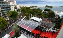 Vue générale de l'entrée du palais du festival à Cannes le 14 mai 2019