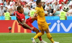 L'attaquant péruvien Paolo Guerrero buteur lors de la victoire 2-0 face à l'Australie à Sotchi lors du Mondial le 26 juin 2018