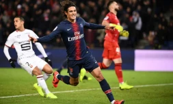 Le buteur parisien Edinson Cavani s'est offert un doublé contre Rennes au Parc des Princes, le 27 janvier 2019 