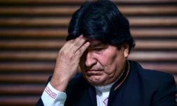 L'ancien président de la Bolivie, Evo Morales, lors d'une conférence de presse à Buenos Aires, le 21 février 2020