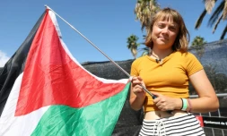 La militante suédoise Greta Thunberg le 30 août 2025 à Barcelone, où il est prévu qu'elle appareille le lendemain pour Gaza