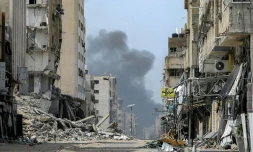 Dans les environs de l'hĂŽpital al-Chifa de Gaza, le 28 mars 2024