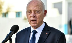 Le président tunisien Kais Saied le 24 décembre 2023 près de Tunis