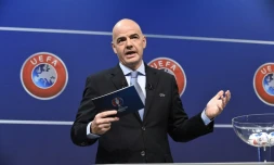 Gianni Infantino, alors secrétaire général de l'UEFA, le 28 octobre 2015 à Nyon