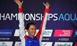 Fantine Lesaffre médaillée d'or du 400 m 4 nages lors de l'Euro de natation à Glasgow le 3 août 2018