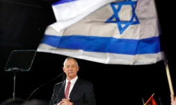 Benny Gantz président de la formation "Résilience pour Israël" 
s'exprime lors d'un meeting électoral le 19 février 2019, à Tel Aviv