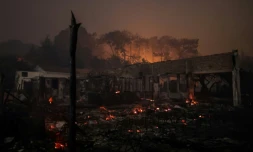 Un restaurant détruit par les incendies près de La Teste-de-Buch (Gironde), le 15 juillet 2022 