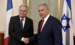 Le chef de la diplomatie française Jean-Marc Ayrault reçu le 15 mai 2016 par le Premier ministre israélien Benjamin Netanyahu à Jérusalem