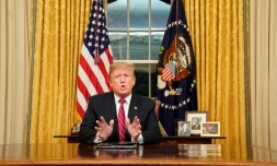 Le président américain Donald Trump a donné le 8 janvier 2019 sa première allocution à la nation depuis le Bureau ovale de la Maison Blanche