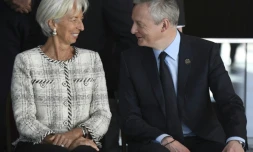 Christine Lagarde, directrice générale du FMI, au côté du ministre français de l'Economie, Bruno Le Maire, au G20 Finances à Buenos Aires, le 19 mars 2018