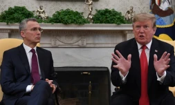Donald Trump et le secrétaire général de l'Otan Jens Stoltenberg, le mardi 2 avril 2019 à la Maison Blanche