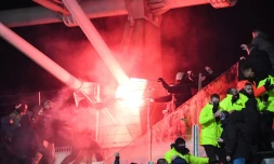 Incidents autour du parcage lyonnais lors du match de Coupe de France, entre le Paris FC et l'OL, le 19 décembre 2021