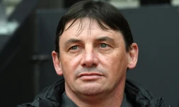 Mickaël Debève, alors entraîneur de Toulouse, lors du match de Ligue 1 à Rennes, le 29 avril 2018  