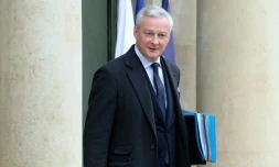Le ministre de l'Economie Bruno le Maire quitte le palais de l'Elysée, le 14 février 2024 à Paris