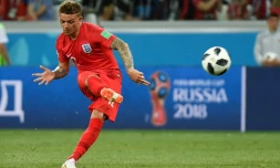Le défenseur anglais Kieran Trippier au cours du match face à la Tunisie, le 18 juin 2018 à Volgograd, lors du Mondial 2018 en Russie 