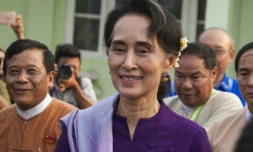 La prix Nobel de la paix Aung San Suu Kyi, le 14 mars 2016 à Naypyidaw