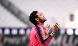 Le joueur du PSG Neymar en séance d'entraßnement à Saint-Denis le 26 avril 2019