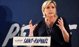 La candidate FN à la présidentielle Marine Le Pen, le 15 mars 2017 à Saint-Raphaël dans le Var