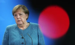 Angela Merkel lors d'une conférence de presse avec son homologue autrichien à Berlin le 31 août 2021