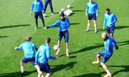 Les joueurs du Real, dont Ronaldo au centre, lors d'une séance d'entraînement, le 7 mars 2016 à Madrid