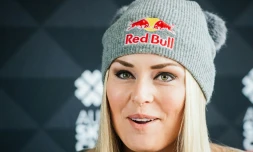 Lindsey Vonn en conférence de presse, le 23 février 2016 à Hammarbybacken prÚs de Stockholm