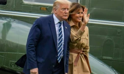 Donald et Melania Trump à leur retour à la Maison Blanche le 16 août 2020