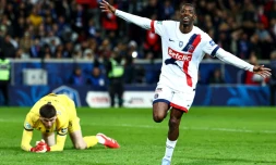 Ousmane Dembélé, double buteur pour Paris face à Dunkerque en demi-finale de la Coupe de France à Villeneuve-d'Ascq, le 1er avril 2025  