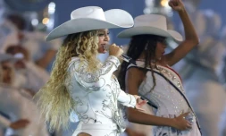 La chanteuse américaine Beyoncé lors d'un concert pendant un match de football américain à Houston, au Texas, aux Etats-Unis, le 25 décembre 2024