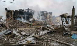 Après des frappes russes à Dnipro, Ukraine, le 11 mars 2022
